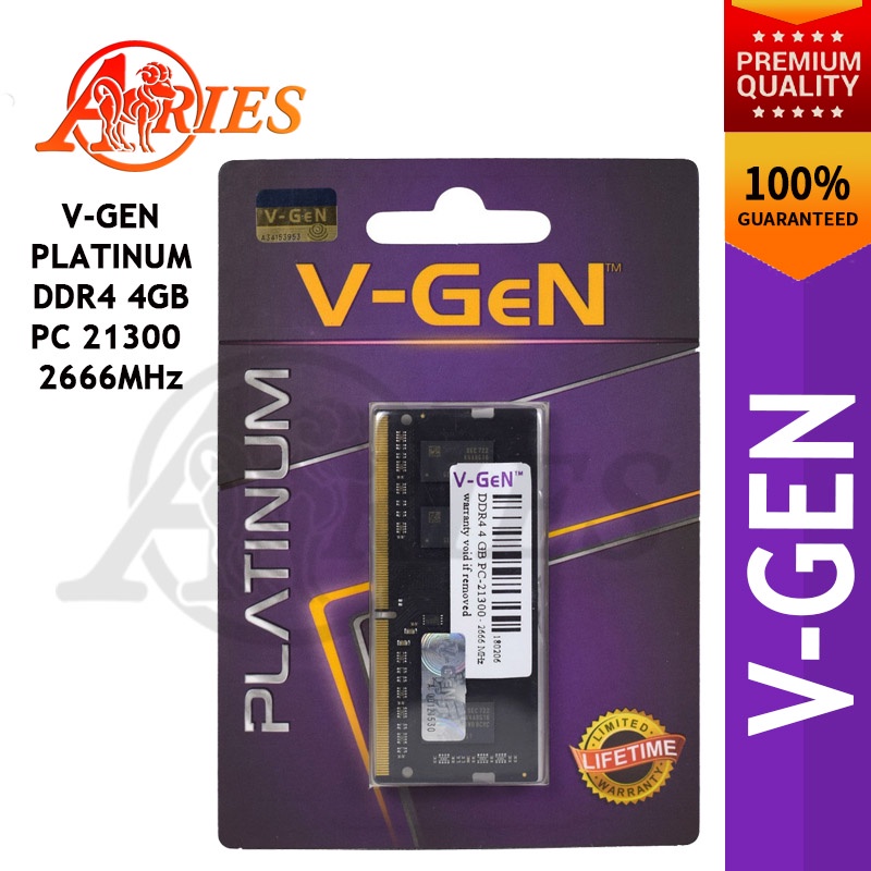 SODIMM RAM Laptop V-Gen Platinum DDR4 4GB PC-21300 Untuk Asus Acer Dell Hp Lenovo Toshiba