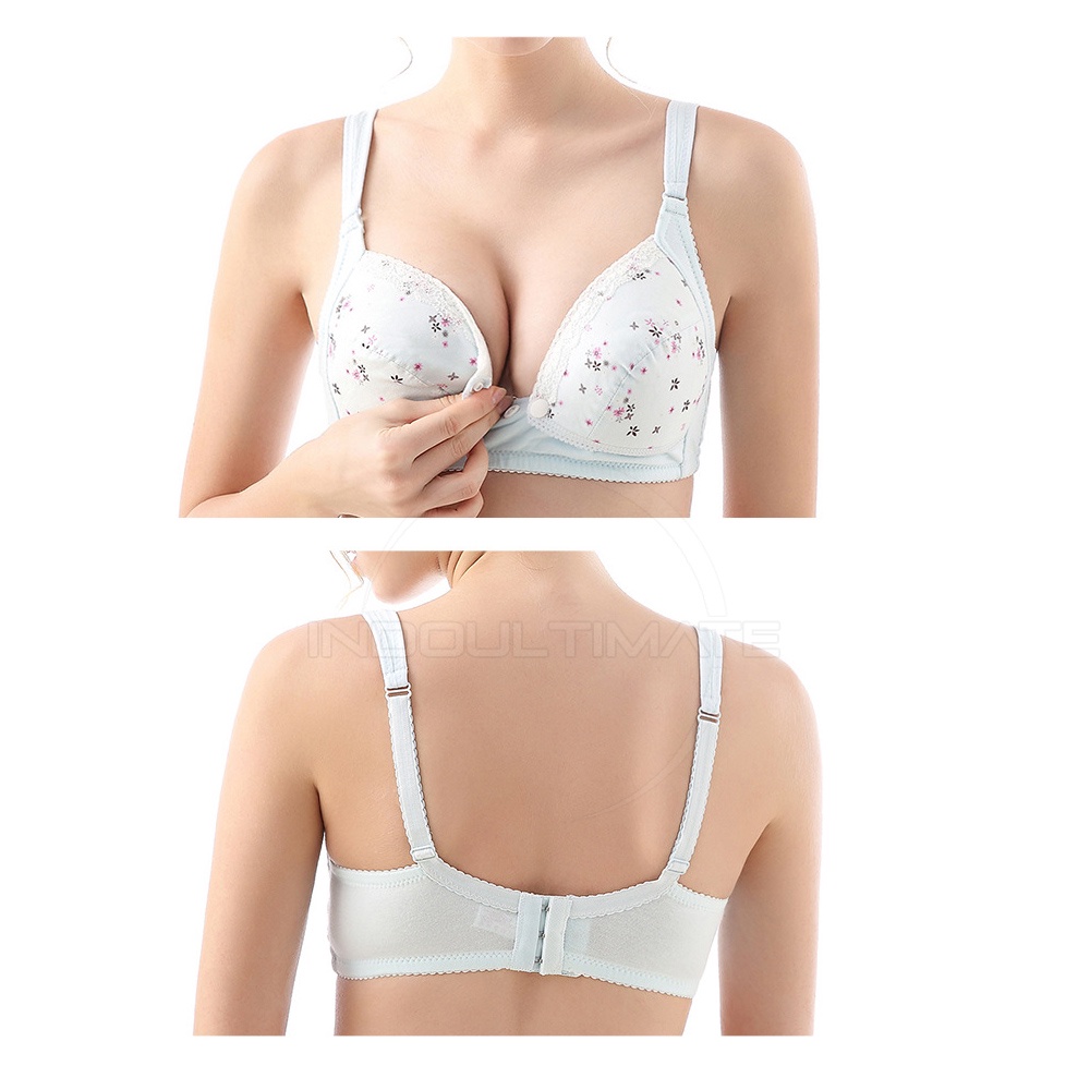 1 Pcs Bra Menyusui Tanpa Kawat Bra Menyusui Kancing Depan BH Menyusui Bayi Pakaian Dalam Wanita Cewek Perempuan Nursing Bra Maternity Bra Ibu Menyusui Bra Motif Motif  BIM-19