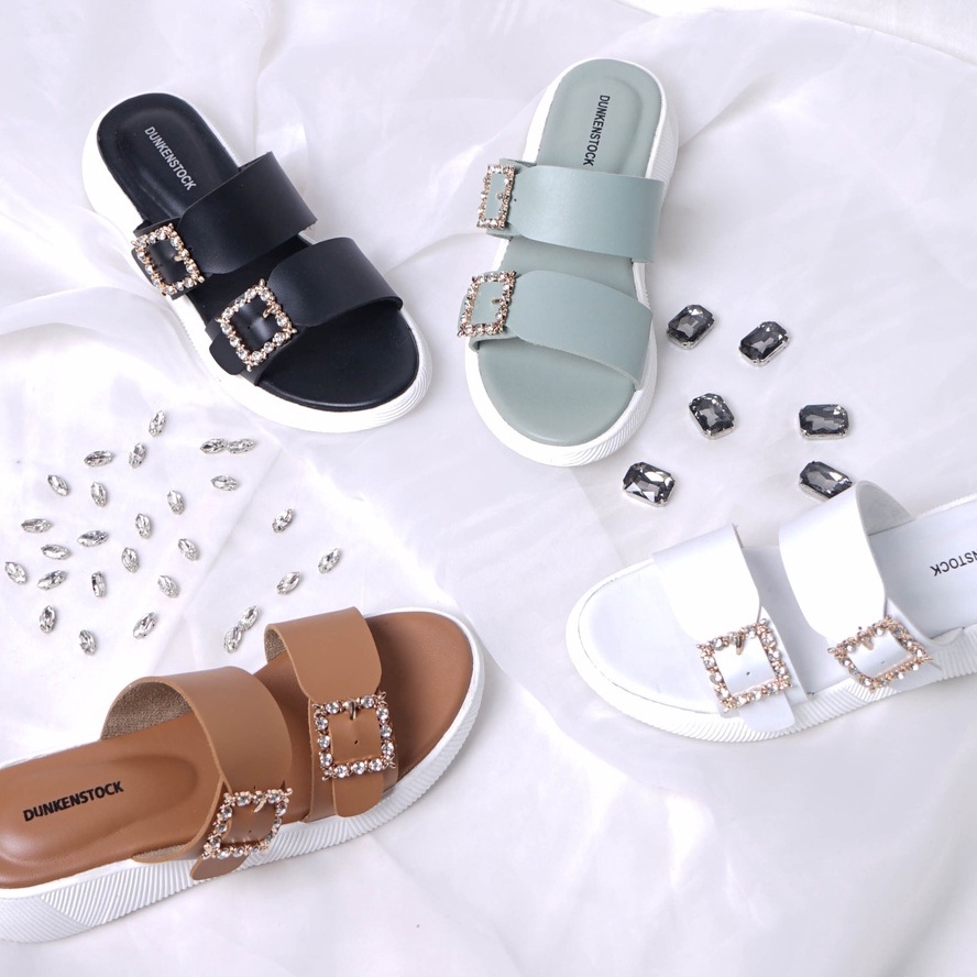 LAPEPA YUK - Dunkenstock JOA Sandal Wanita Tinggi 3cm Size 36 - 40 Selop Tidak Licin Sendal Beleza Wedges Slop Birken Dunkenstok Rumah Belezza 37 38 39 Warna Hitam Black Bellezza Kekinian Premium Terbaru Shoes Ori Original Mall Official Store