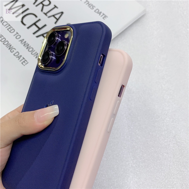 IPHONE (Gaya Roti Tawar) Untuk Iphone12 13 Pro Max Plating Lensa Soft Silicone Bump Case