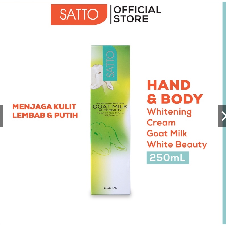 Satto Hand and Body Whitening Cream Goat Milk White Beauty 250 ml [ pump ]