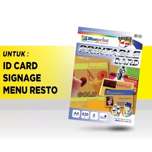 Printable Card Gold Blueprint Kertas ID Card / Kartu Nama / PVC ukuran A4 isi 5 lembar Tebal seperti