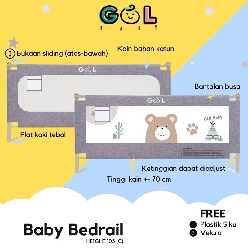 GOL BABY BEDRAIL BED RAIL PAGAR PENGAMAN BAYI PRELOVED