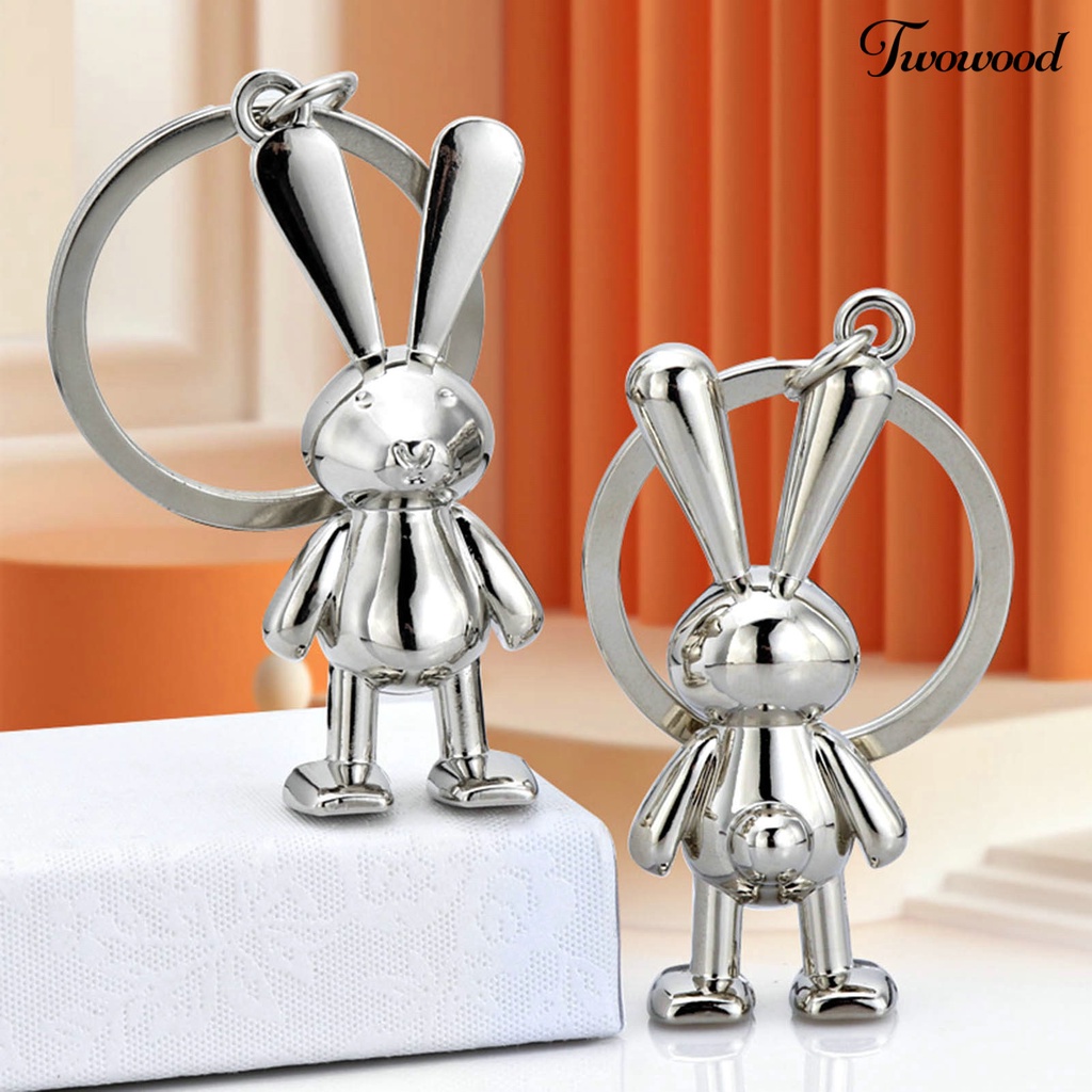 Twowood Kelinci Gantungan Kunci Kartun Serba Guna Tiga Dimensi Realistis Terlihat Electroplating2023Hadiah Tahun Baru DIY 3D Bunny Key Ring Pendant Wanita Pria Perhiasan Untuk Handbag