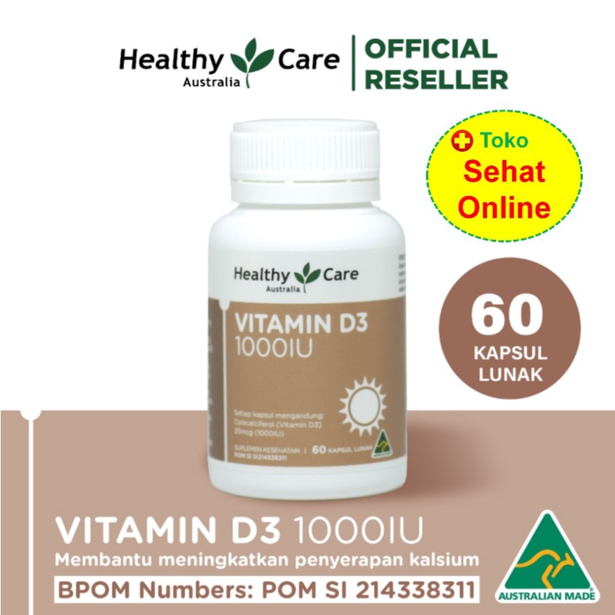 BPOM Healthy Care Vitamin D3 1000 IU - 60 kapsul