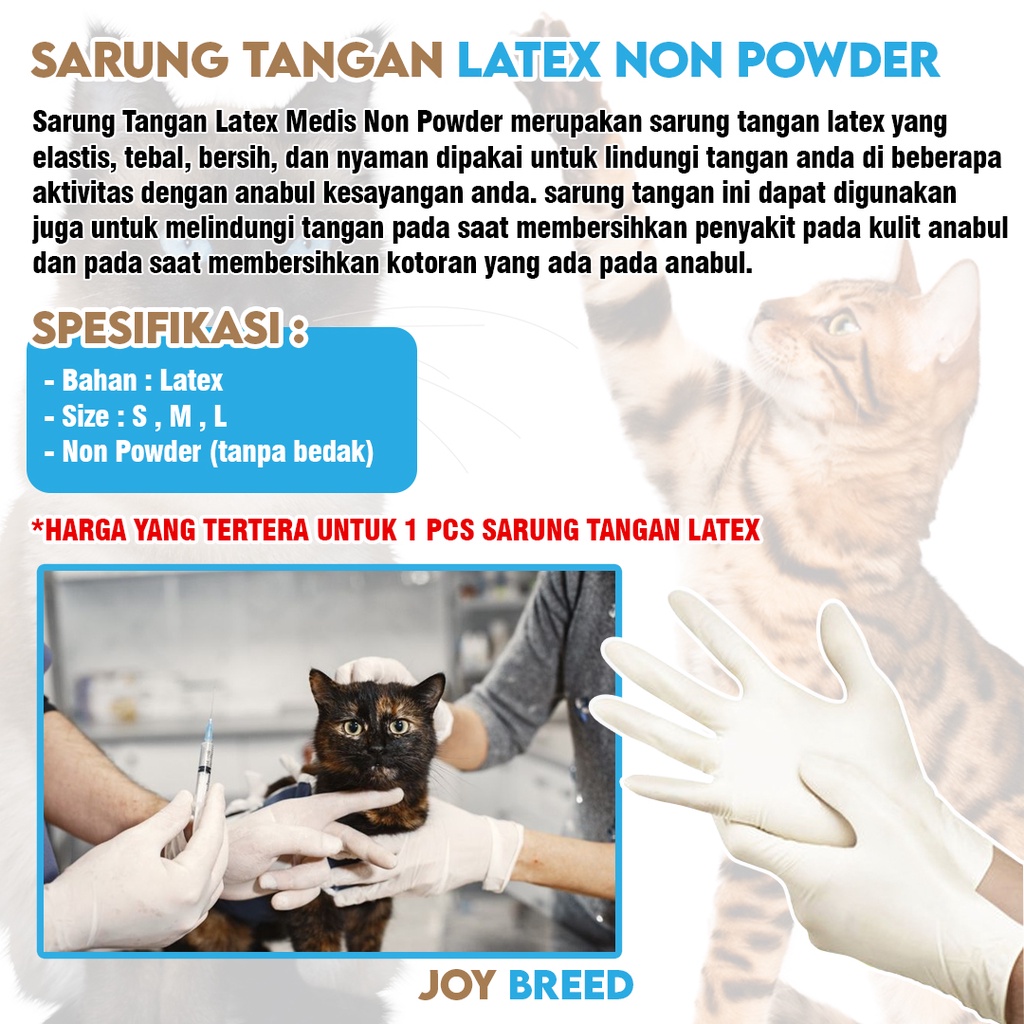 SARUNG TANGAN LATEX NON POWDER UNTUK MEMBANTU MEMBERSIHKAN HEWAN