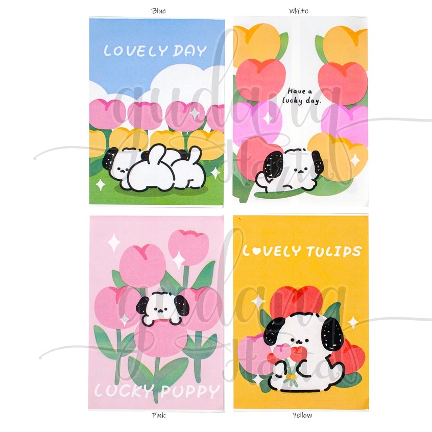 Paper Bag Tulip Dog Tas Kertas Bungkus Motif Bunga Dan Anjing Kue Hadiah Serbaguna GH 507815