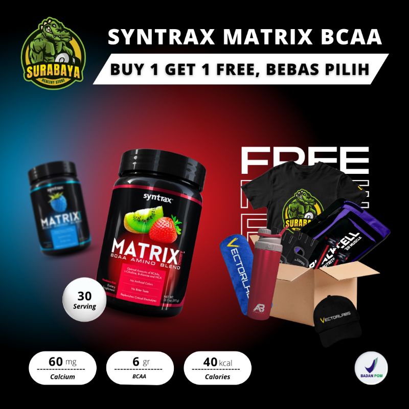 Syntrax Matrix BCAA 30 Serving BPOM Amino Powder Blend Pre Workout PreWorkout Non SCIVATION XTEND BCAA 90 Serving ANS Queanch 100 Serving