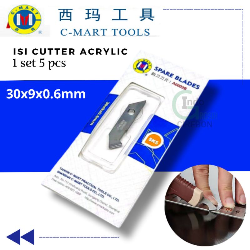C-MART Cutter Acrylic Refill Blade / Isi Ulang Cutter Plastik SK5