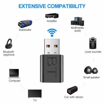 USB Audio Bluetooth Dongle 5.0 2in1 Transmitter Receiver AUX / USB Dongle Kecil Praktris USB Bluetooth Audio USB Blutooth Speaker Headphone MP3 MP4 TV Source Audio Perangkat Audio Spiker Bluetooth / USB Dongle HiFi Audio Bluetooth Transmitter &amp; Receivern