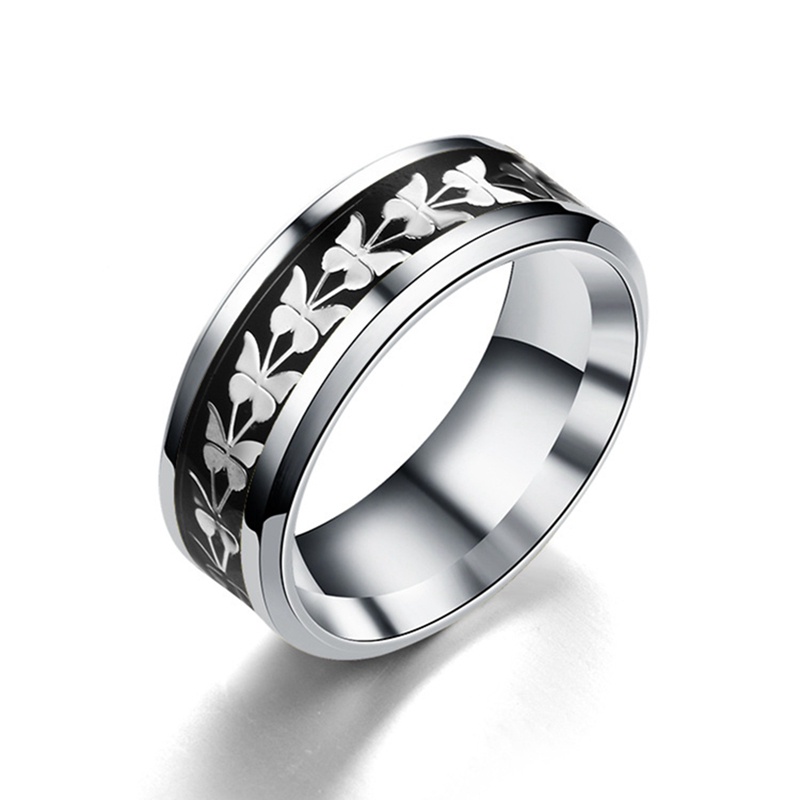 Korea Fashion Inlay Butterfly Rings Untuk Wanita Pria Hip Hop Pesta Perhiasan Hadiah Cincin Baja Titanium