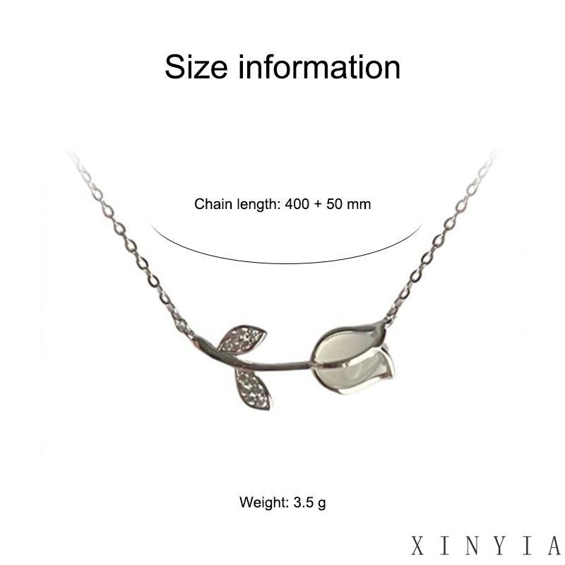 【Bayar di tempat】Tulip Kalung Perempuan Desain Niche High-end All-match Lembut Pacar Rantai Klavikula S925 Silver Titanium Steel Untuk Wanita