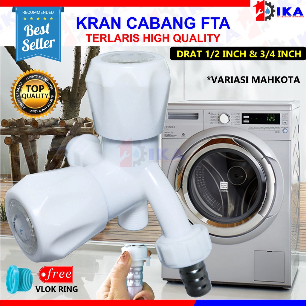 Kran Cabang Mahkota PVC Shower FTA Keran Air Double Plastik Hand Kamar Mandi Toilet 1/2&quot; 3/4&quot; Inch Kombinasi Putih Biru Kuning Orangew