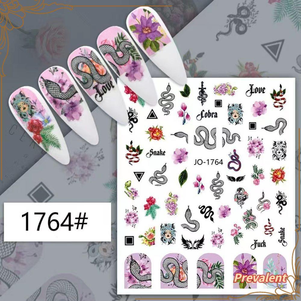 Preva Stiker Nail Art Alat Kecantikan Kuku Manicure Flowers Printing Skeleton