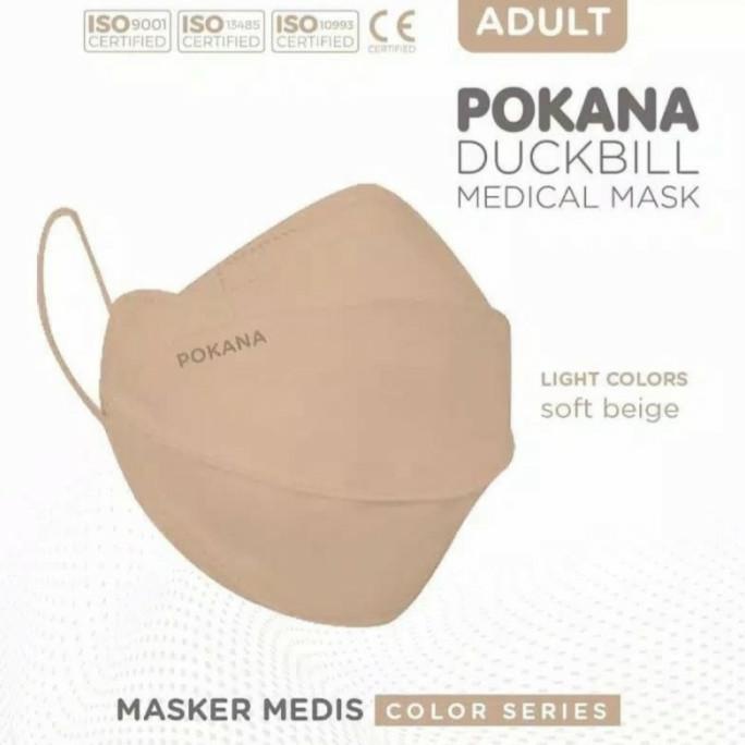 Masker pokana duckbill warna BEIGE medical mask BPE 97% segel pabrik t-specialpricestor Ayo Beli