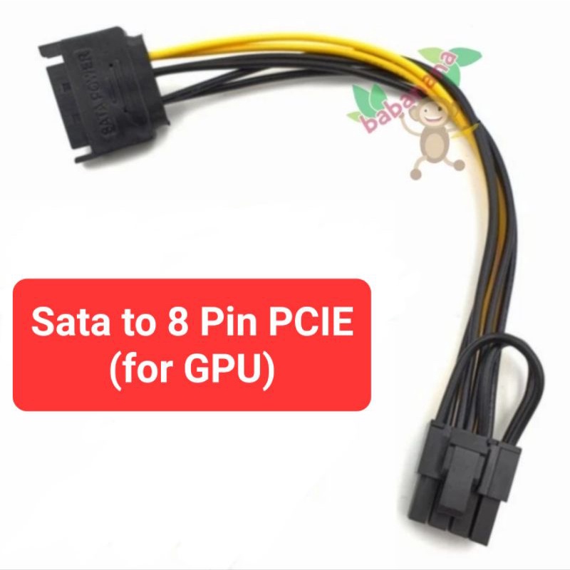Kabel sata to 8 pin pcie riser gpu vga mining cable adapter power 6+2