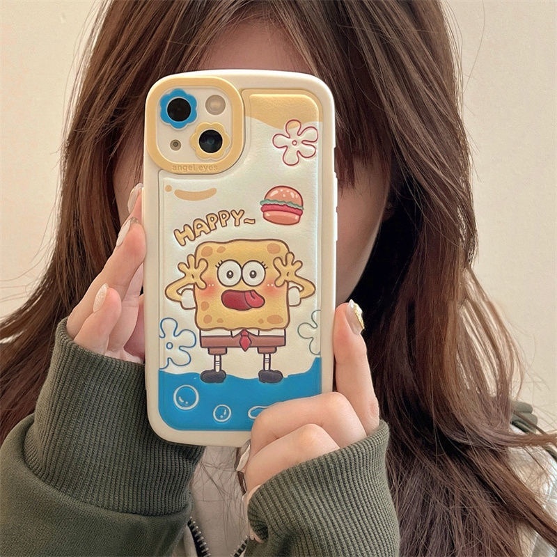 IPHONE Casing Ponsel Desain Print Ikan Jelly Kartun Spons Bayi Kompatibel Dengan Iphone12 13 14 11 Pro Max Rtfdg