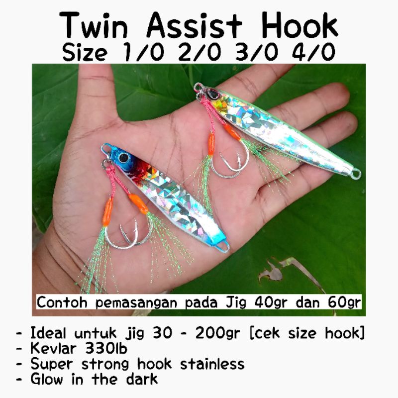 Assist Hook 2/0 4/0 Double Jigging Ideal Untuk Metal Jig 40-60-80-100-150-200 gram GID