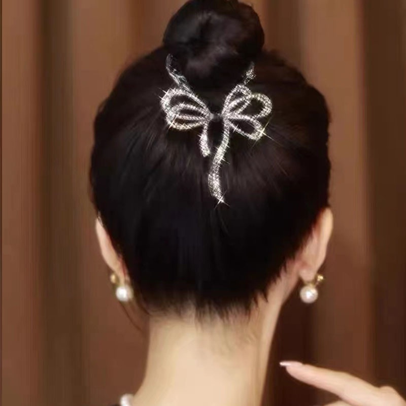 Bow Hair Clip High ponytail Clip Jepit Rambut Korea INS Style Gadis Besar Hiasan Kepala Vintage Wanita Hair Pin Aksesoris Rambut Wanita Elegan Hair Claw