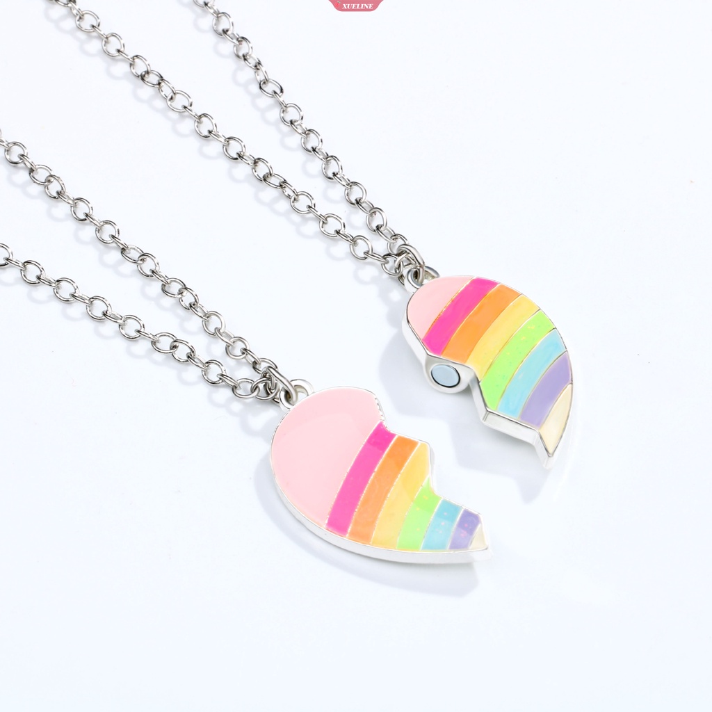 2pcs/set Colorful Beloved Couple's Pendant Kalung Pecah Hati Teman Tercinta Persahabatan Perhiasan Hadiah [ZXL]