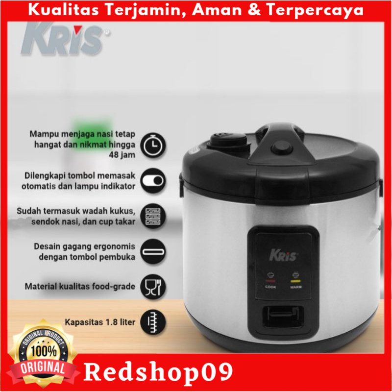 Kris 1.8 Ltr Deluxe Rice Cooker - Silver