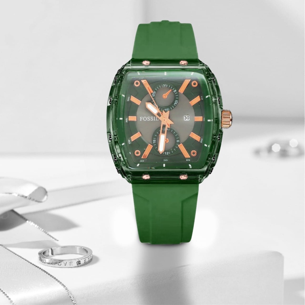 FREE BOX JAM TANGAN WANITA F0551L RUBBER FNL-8761 TALI RUBBER PREMIUM