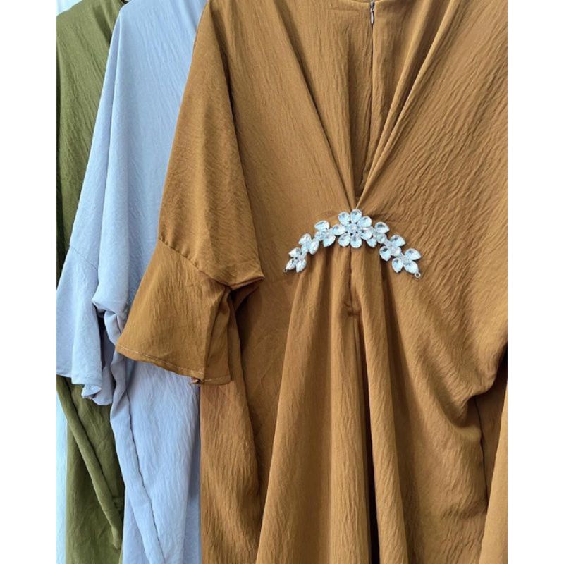 Melina Kaftan | Swarovski kaftan payet kristal| Kaftan crinkle airflow premium | Kaftan lebaran