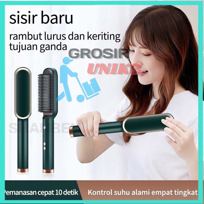 Sisir Catokan Pelurus Rambut (rambut lurus dan keriting) 2 in 1 tidak menyakiti rambut straightening Combs