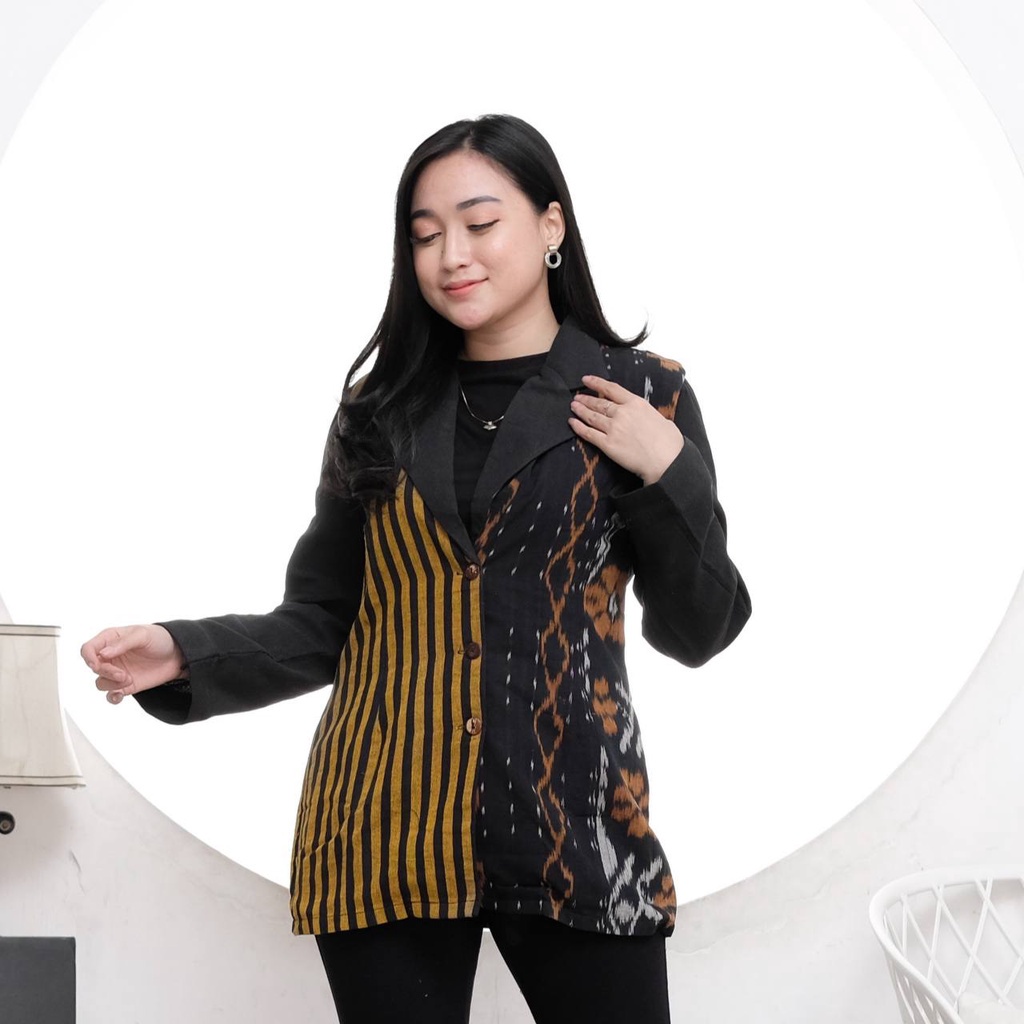 OUTER TENUN SAFIRA ATASAN KANTOR WANITA BLAZER TENUN KEISHAN.ID