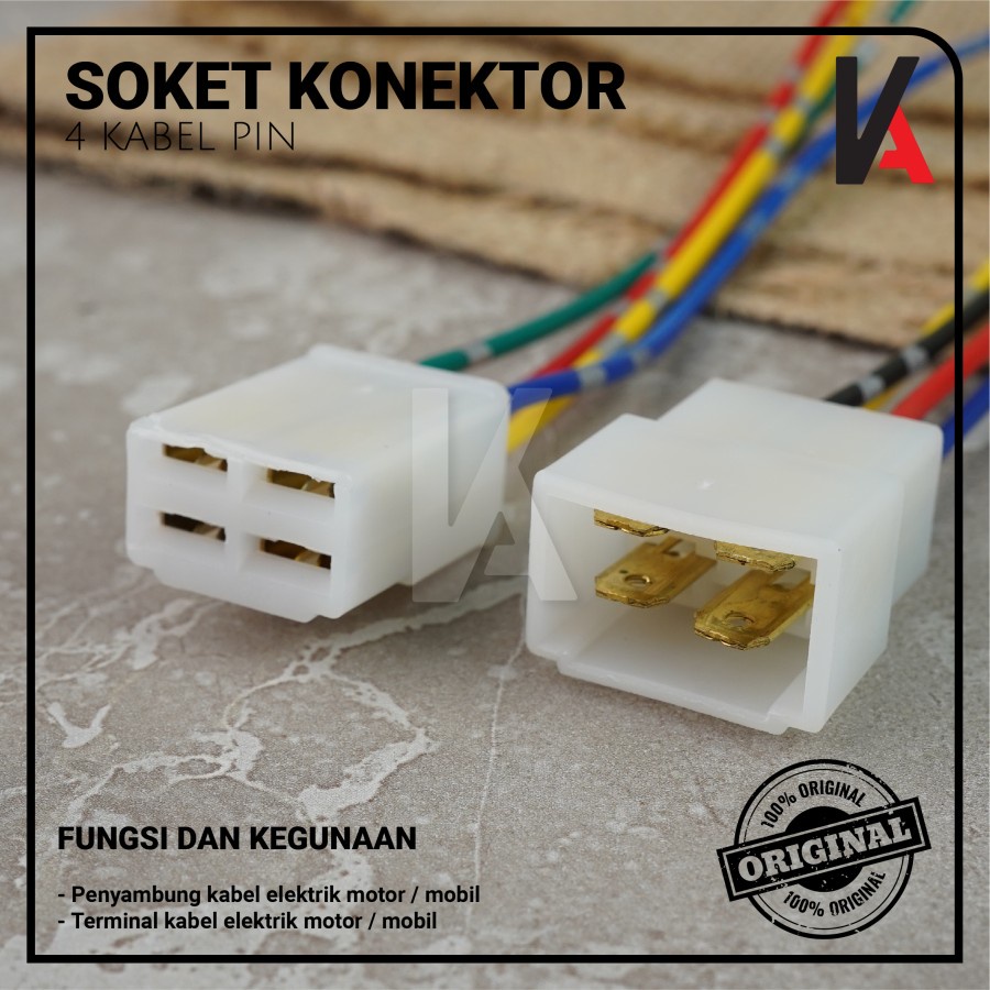 Soket Konektor Kabel 4 Pin Besar / Socket Sambung Mobil Motor