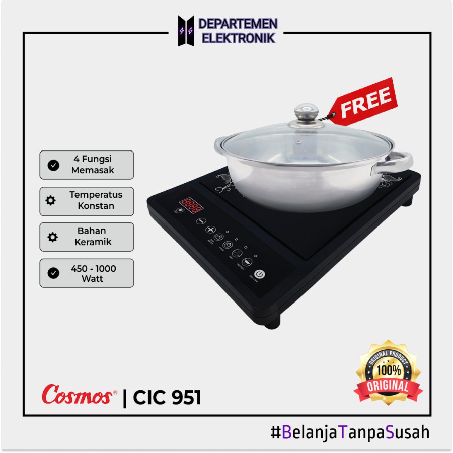 KOMPOR INDUKSI COSMOS 4 IN 1 / COSMOS CIC 951 [FREE PANCI STAINLESS]