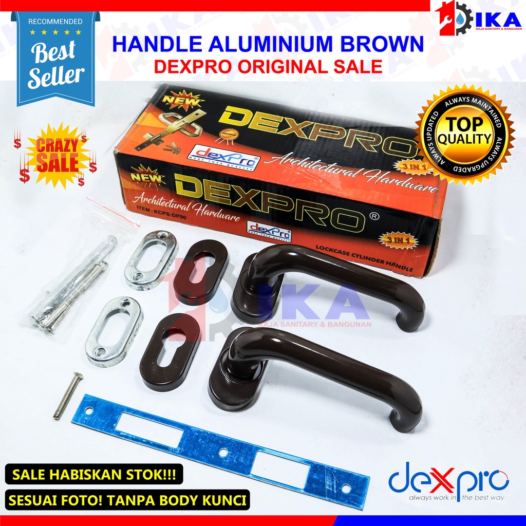 KUNCI PINTU TRALIS ALUMUNIUM DEXPRO 100% ASLI PUTIH COKLAT SILVER BERKUALITAS KOMPLIT TINGGAL PASANG