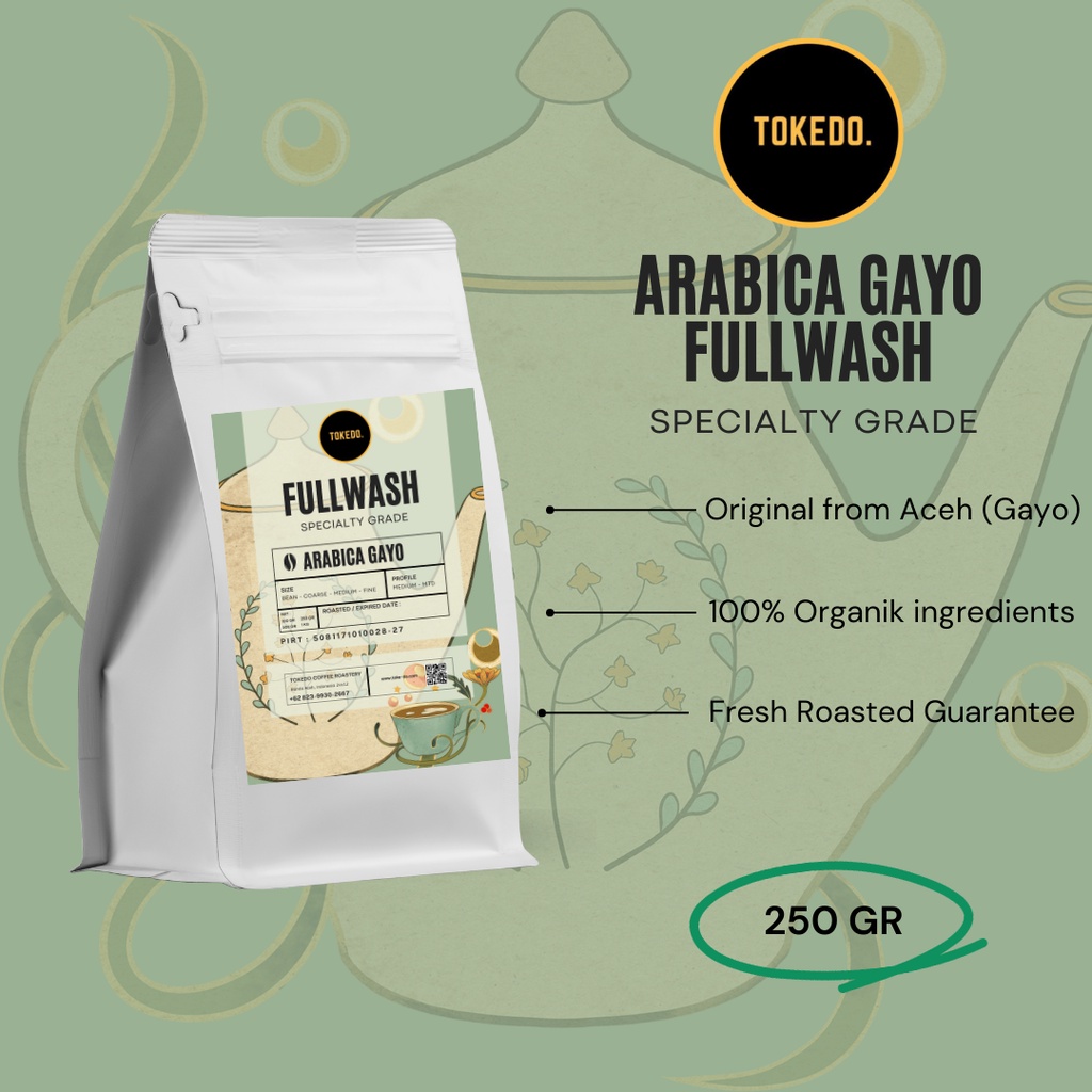 

Kopi Arabica Gayo Fullwash Biji Roasting dan Bubuk 250 gr TOKEDO