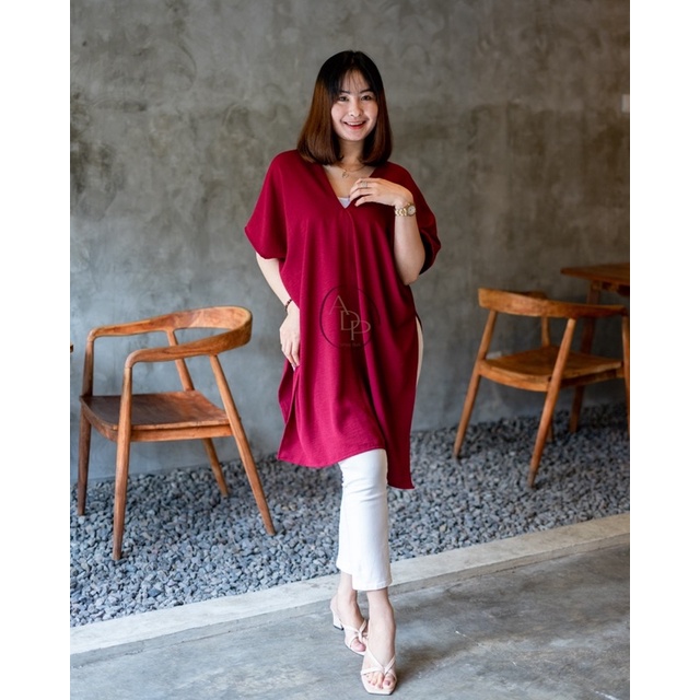 LONG SQUARE TOP ATASAN BLOUSE WANITA AIRFLOW CRINKLE ANTI LECEK AIR FLOW