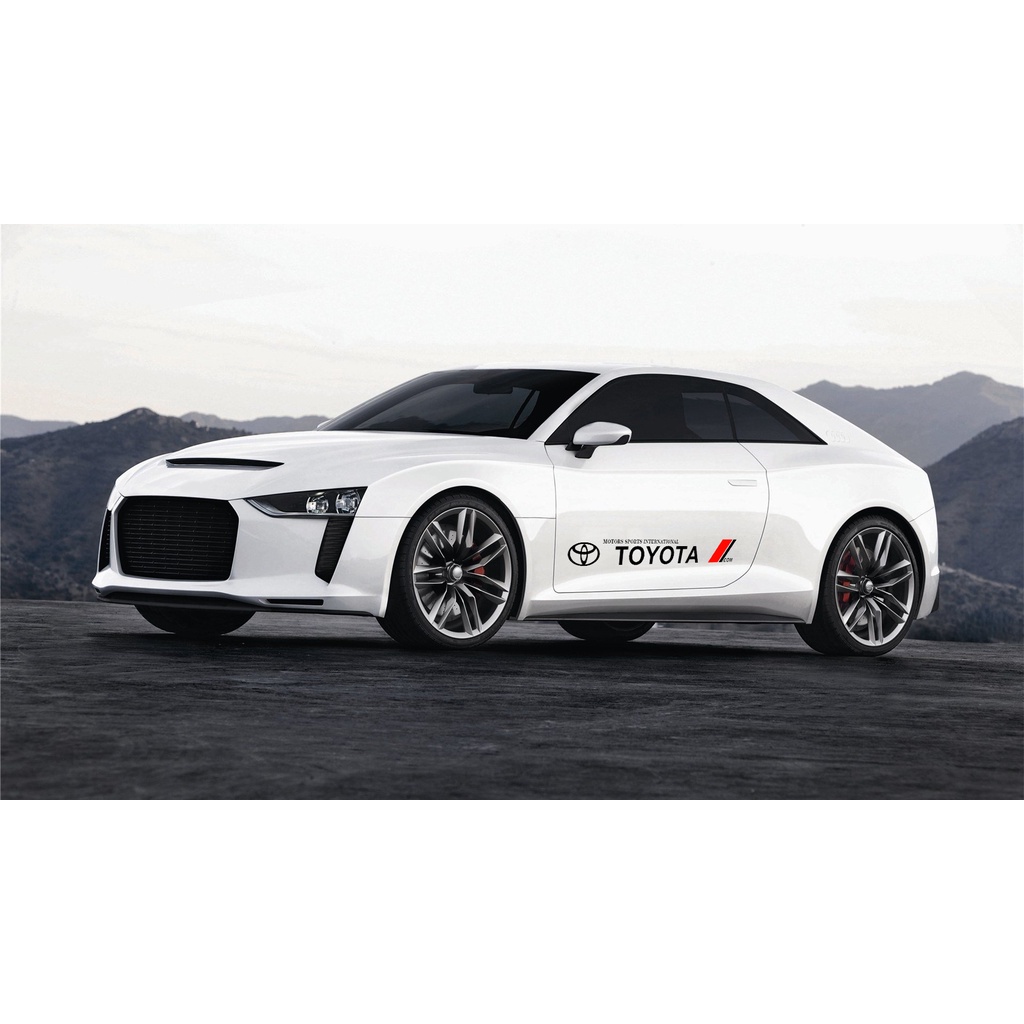 2pcs Stiker Pintu Mobil Side Body Sticker Decals Vinyl Exclusive Badge Untuk Toyota VIos Yaris Corolla Cross Veloz CHR Avanza Fortuner Rush Innova raize<Unk> Rav4 GR Gazoo Racing GR Sport