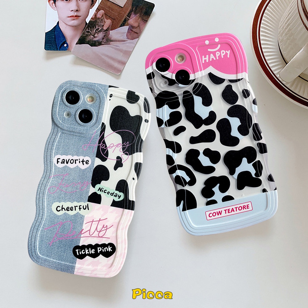 Casing Motif Denim Oppo A17 A15 A5s A12 A16 A57 A1k A54 A7 A96 A55 A76 A95 A16s A17K A77 A3s A5 A9 A74 A16K A77s A53 Reno 85f 7Z 6 A52 Splicing Leopard Motif Sapi Bergelombang Penutup Tepi