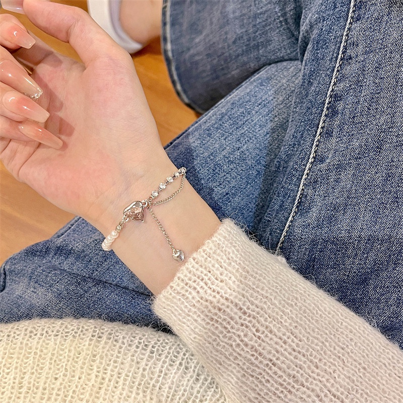 Gelang Tarik Bunga Wanita Ins Niche Desain Fashion Kupu-Kupu Bunga Perhiasan