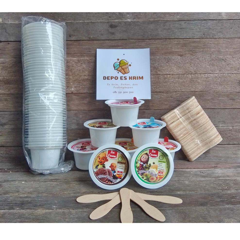 

↢ Paket Cup Es Krim 60 ml Plastik Putih (Ice Cream Cup) ↗