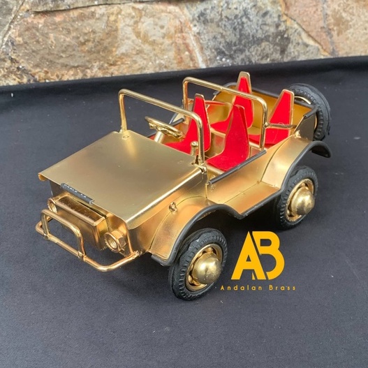 Diecast miniatur mobil jeep willys plat warna kuning dop