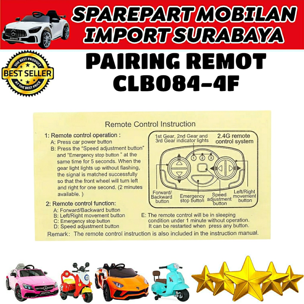 PK 6600 2.4G REMOTE CONTROL SYSTEM MOBIL MOBILAN AKI MAINAN ANAK CLB084-4F MCLAREN PLIKO SPAREPART