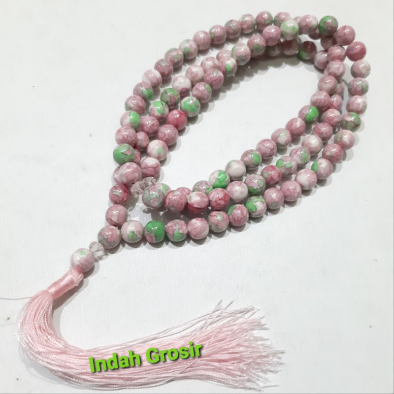 TASBIH BATU PIRUS PINK 8MM DAN 10MM NATURAL