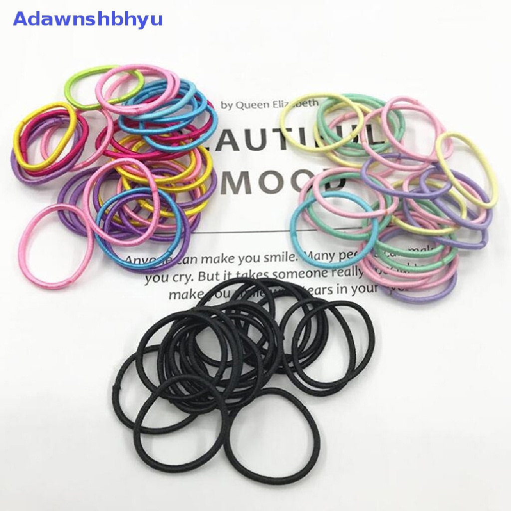 Adhyu 100pcs Anak Perempuan Warna-Warni Nilon Elastis Karet Rambut Anak Ponytail Holder Scrunchi ID