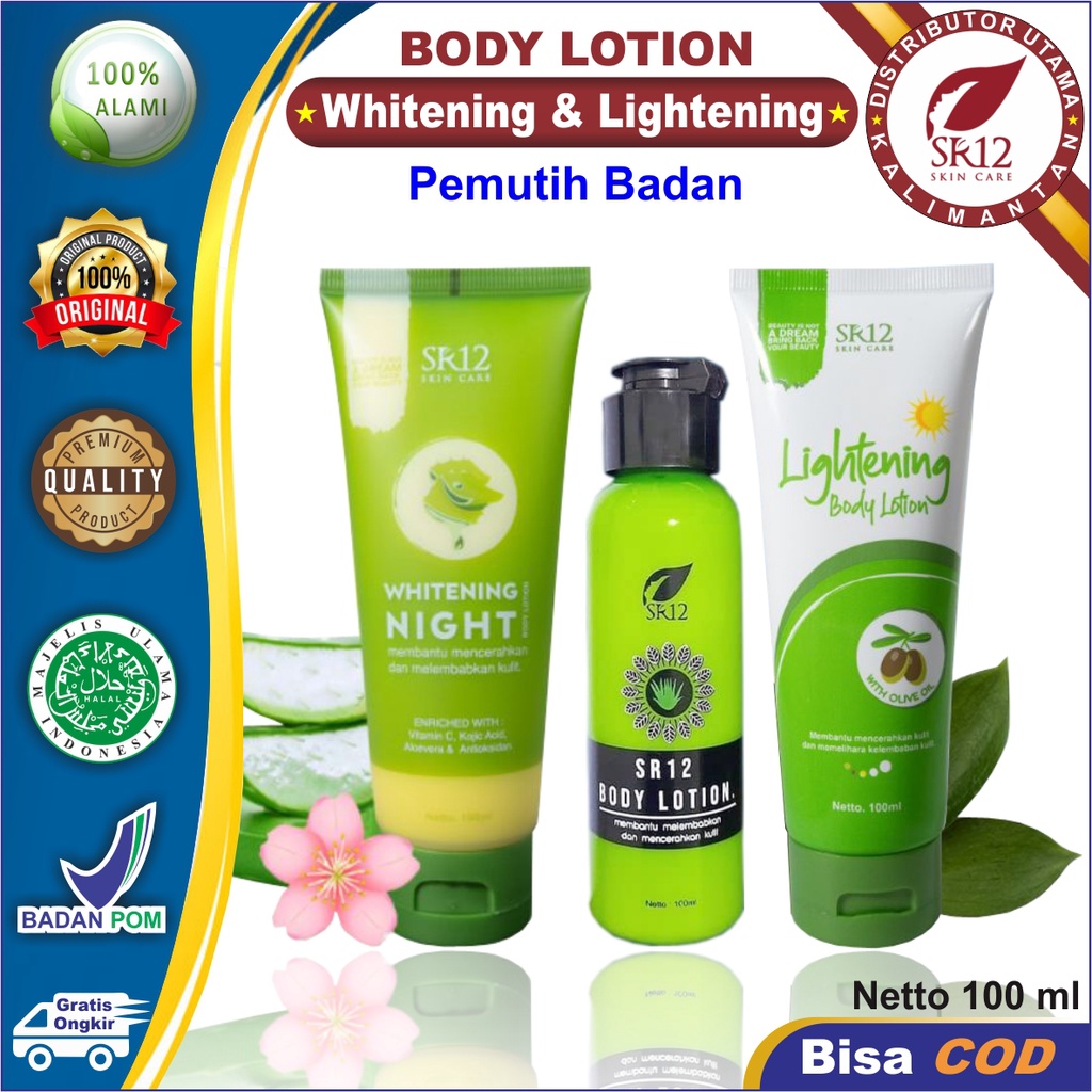 Body Lotion SR12 | Whitening Night Body Lotion | Lightening Body Lotion | Hand Body Pemutih | HB Pemutih | Pemutih Badan Ampuh | Skincare Pemutih Badan | Pemutih Kulit Tubuh | SR12 Skincare