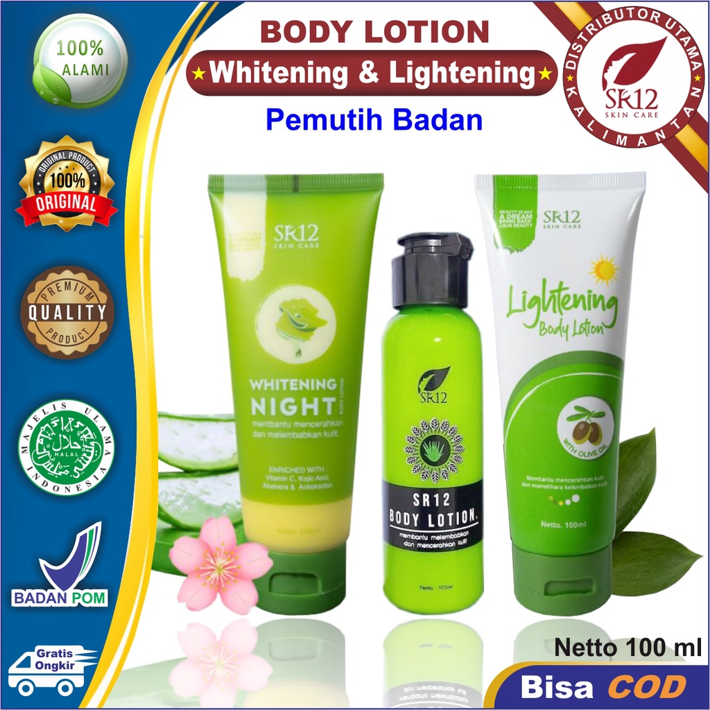 Body Lotion SR12 | Whitening Night Body Lotion | Lightening Body Lotion | Hand Body Pemutih | HB Pemutih | Pemutih Badan Ampuh | Skincare Pemutih Badan | Pemutih Kulit Tubuh | SR12 Skincare