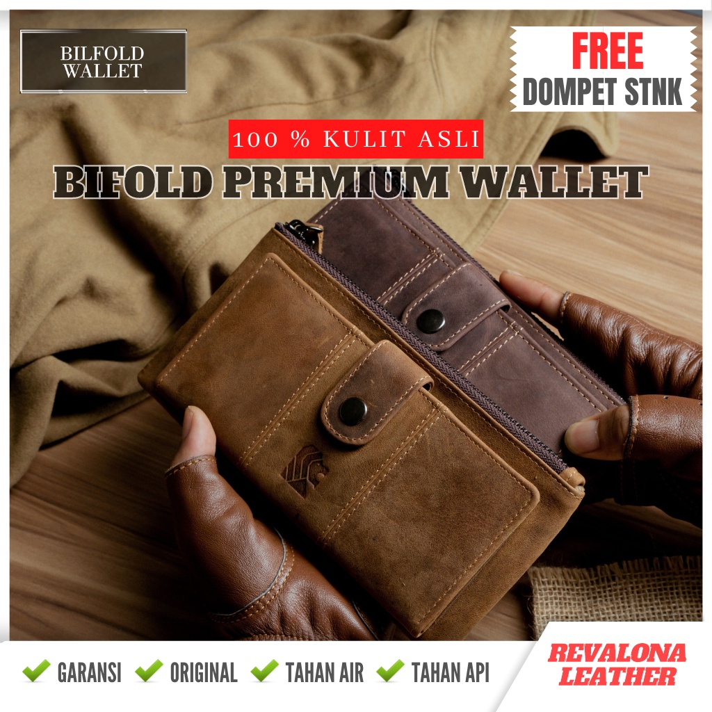 Dompet Kulit Pria Panjang Original Branded 100% Bifold Wallet