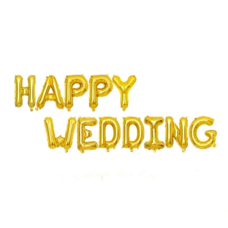 BALON FOIL HAPPY WEDDING SET / SWEET WEDDING WARNA GOLD