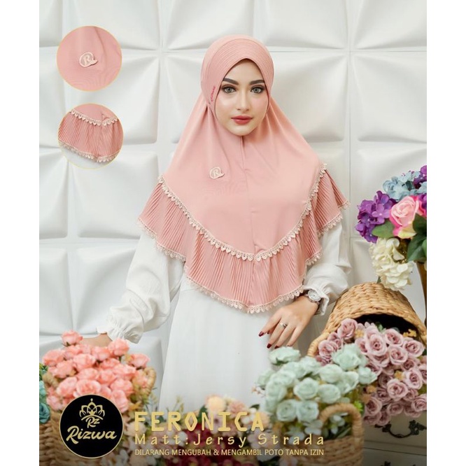 feronica Rizwa bergo Aisyah premium pet tali rempel plisket Jersey premium