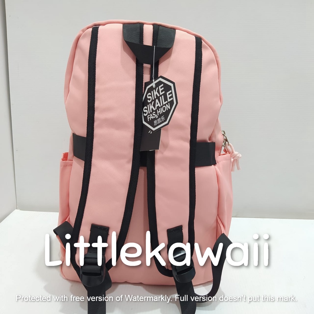 LK/Tas Ransel Laptop Parasut Backpack Sekolah Kuliah Fashion Casual Remaja Dewasa Bear Sikaile Gantungan Mix Import