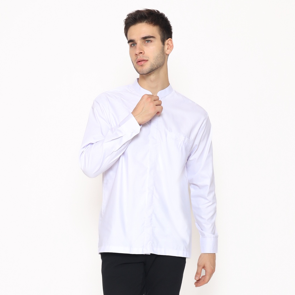 SEMPOL ALAWI - Asakhi Baju Koko Hadroh Pria Lengan Panjang Motif Marvel Warna Abu M L XL XXL