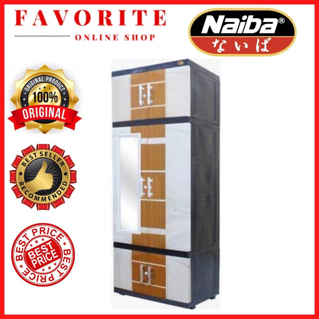 LEMARI PAKAIAN NAIBA 3 SUSUN NAIBA 1524 FIT LEMARI KACA NAIBA